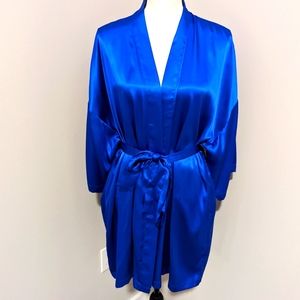 RARE Victoria secret royal blue satin robe kimono one size